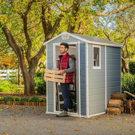 Keter Premium 46 S Light Grey 2.5m² Resin Garden Shed + Floor