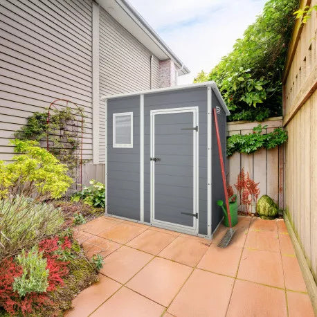 Keter 2.06m² single-slope resin garden shed with grey floor