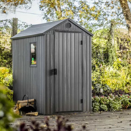 Keter Darwin 46 Grey Wood-Effect Resin Garden Shed + Floor
